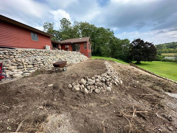 Landscaping along the sides of a home.